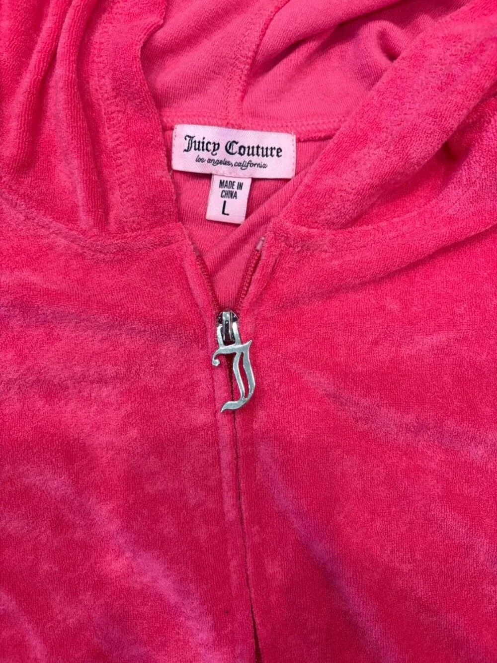 Juicy Couture Pink Velour Short Sleeve Hoodie & Shorts Set Rhinestone Logo Size